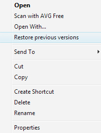 vista - restore point - shadow copy